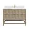 James Martin Vanities 48'' Single Vanity, Pebble Oak w/ Single Hole 3 CM White Zeus Quartz Top & Backsplash D100-V48-PBO-1WZ - alternate 1